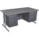 Office Desks - Karbon K3 Rectangular Deluxe Cantilever Desk With Double Fixed Pedestals 1600W with Double 2 Drawer Pedestal in Grey with Silv