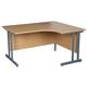 Office Desks - Karbon K3 Ergonomic Deluxe Cantilever Desk 1600W with left hand desk return in Oak with White cantilever legs - Delivery