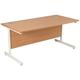 Home Office Furniture - Karbon K1 Rectangular desk 1000W in Beech with White Cantilever Legs- Delivery