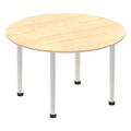 Impulse 1200mm Round Table Maple Top Brushed Aluminium Post Leg