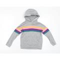 NEXT Boys Grey Striped Jersey Pullover Hoodie