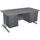 Office Desks - Karbon K3 Rectangular Deluxe Cantilever Desk With Double Fixed Pedestals 1800W with Double 3 Drawer Pedestal in Grey with Grap