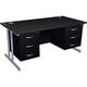 Office Desks - Karbon K3 Rectangular Deluxe Cantilever Desk With Double Fixed Pedestals 1600W with Double 3 Drawer Pedestal in Black with Sil