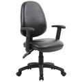 Office Chairs - Comfort 2-Lever Operator Chairs in Black Leather, With T-Adjustable Arms, Delivered Assembled - Delivery