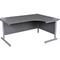 Home Office Desks - Karbon K3 Ergonomic Deluxe Cantilever Desk 1400W with right hand desk return in Grey with White cantilever legs - Deliver