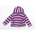 JoJo Maman BÃ©bÃ© Girls Pink Striped Jersey Full Zip Hoodie Size 2-3 Years