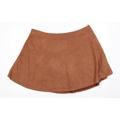 New Look Inspire Womens Brown Polyester Flare Skirt Size 24 - Suede Effect Side Zip Tan colour