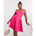 Pink Scuba Bardot Prom Dress