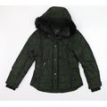 NEXT Womens Green Jacket Coat Size 10 - FAUX FUR