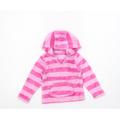 Mothercare Girls Pink Striped Polyester Pullover Hoodie Size 2-3 Years Pullover