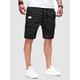 Mens Solid Color Multi-pocket Drawstring Bermuda Shorts S Black