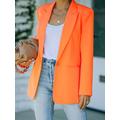 Women Blazers One Button Solid Pockets Blazer S Orange