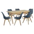 Habitat Jerry Wood Effect Dining Table & 6 Navy Blue Chairs