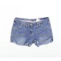 NEXT Womens Blue Cotton Cut-Off Shorts Size 14 Regular