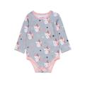 Light Grey and Pink Interlock Long Sleeved Bodysuit | Style My Kid, 6-9M