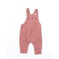 TU Girls Pink Cotton Dungaree One-Piece Size 0-3 Months Snap