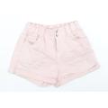 Bershka Womens Pink Cotton Paperbag Shorts Size 36 Regular