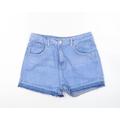 Denim Co Girls Blue Polyester Cut-Off Shorts Size 14-15 Years Regular