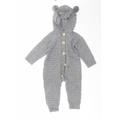 Preworn Baby Grey Acrylic Coverall One-Piece Size 24 Months Button