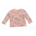 F&F Girls Orange Animal Print Jersey Basic T-Shirt Size 12-18 Months