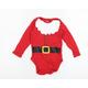 F&F Baby Red Geometric Jersey Babygrow One-Piece Size 12-18 Months - Santa