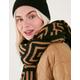 Accessorize Women's Black and Brown Super-Soft Geometric Print Acrylic Blanket Scarf, Size: 180x100cm