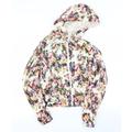 Brave Soul Womens Ivory Floral Rain Coat Jacket Size M