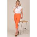 Cropped Pull On Stretch Trousers - ORANGE - 14
