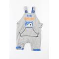 Lullaby Baby Grey Cotton Dungaree One-Piece Size 0-3 Months - Mini Monster