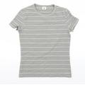 Lacoste Womens Green Striped Cotton Basic T-Shirt Size 10 Round Neck