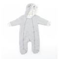 First wish Girls Grey Cotton Babygrow One-Piece Size 6-9 Months Zip