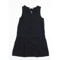 F&F Girls Blue Polyester Pinafore/Dungaree Dress Size 6-7 Years Round Neck Zip - Schoolwear