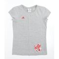 adidas Womens Grey Cotton Basic T-Shirt Size 10 Crew Neck - London Olympics