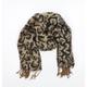 Preworn Womens Brown Animal Print Acrylic Scarf