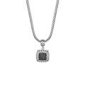 John Hardy Sterling Silver Classic Chain Medium Square Pendant with Black Sapphire