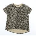 Zara Womens Brown Animal Print Cotton Basic T-Shirt Size M Round Neck