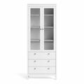 Madrid Glazed Display Cabinet with 3 Drawers, white