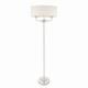 Nixon 2 Light Floor Lamp Nickel Plate, White Silk Effect, Crystal Glass, E14