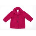 NEXT Girls Pink Overcoat Coat Size 3-4 Years - Cherry Pink Faux Sheepskin