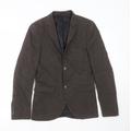 Topman Mens Brown Viscose Jacket Suit Jacket Size 34