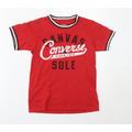 Converse Boys Red Cotton Basic T-Shirt Size 9-10 Years Crew Neck Pullover