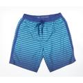 F&F Mens Blue Striped Sweat Shorts Size M - Swim Shorts