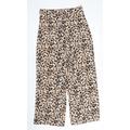 F&F Womens Beige Animal Print Viscose Sweatpants Trousers Size 10 L29 in Regular - Leopard print