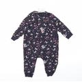 H&M Girls Blue Floral Babygrow One-Piece Size 12-18 Months