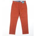 Easy Mens Orange Cotton Straight Jeans Size 30 L29 in Regular Button