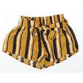 SheIn Womens Yellow Striped Polyester Mom Shorts Size S L3 in Regular