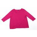 M&Co Womens Pink Round Neck Viscose Pullover Jumper Size 20 - Cerise Pink Wrap Back