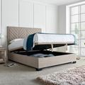 Watson - King Size - Ottoman Bed Frame - Warm Stone - Fabric - 5FT - Happy Beds