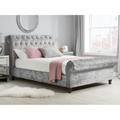 Castello - Super King Size - High Foot-End Scroll Sleigh Bed - Grey - Fabric - 6ft - Happy Beds