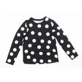 Gworge Girls Black Polka Dot Jersey Basic T-Shirt Size 9-10 Years